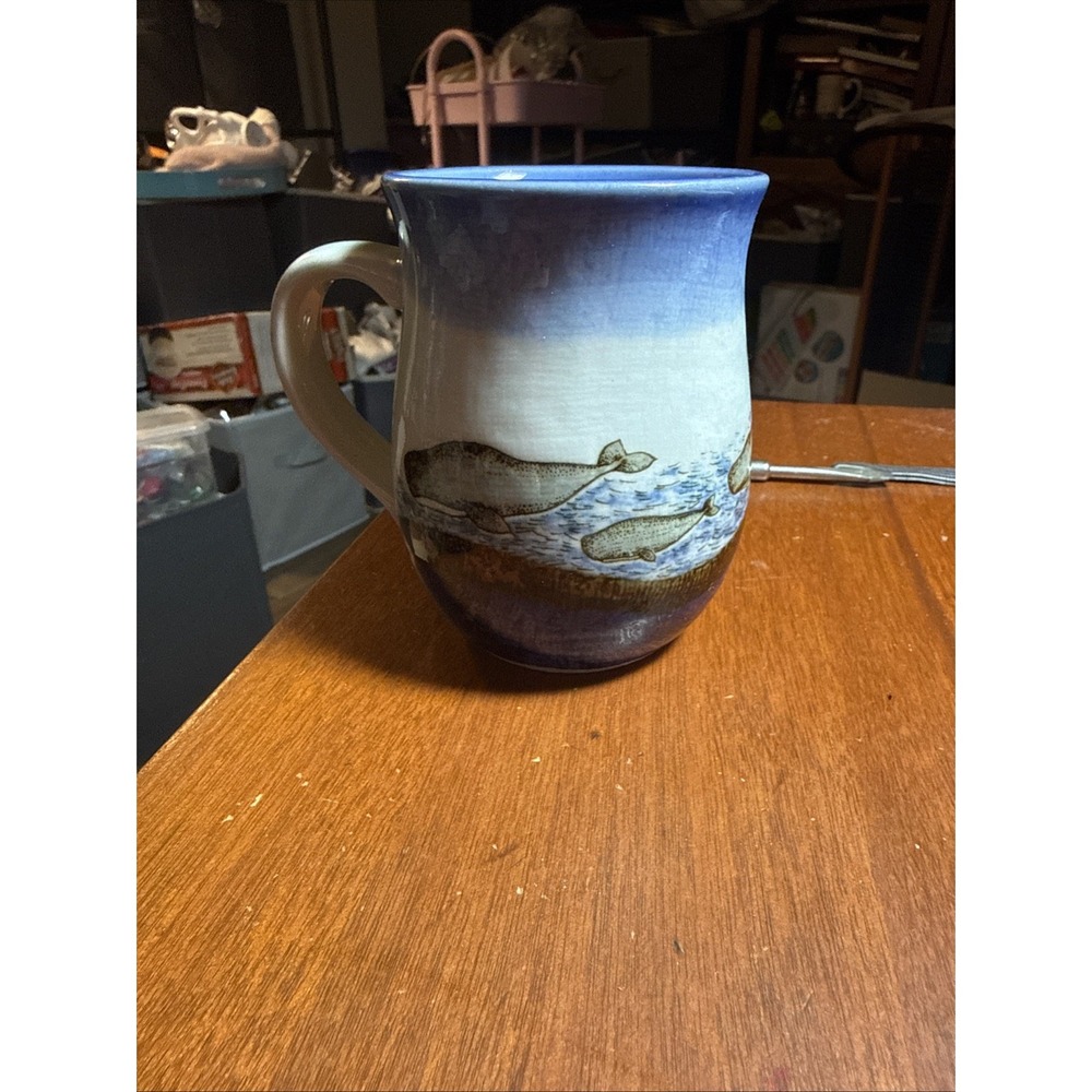 Vintage Otagiri Stone Ware Whale Family Coffee Tea Mug
